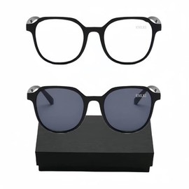 RMLKI 2 Lens Blue Light and UV Blocking Glasses for Computer/Gaming/TV/Mobile Phone to protect your eyes. Men Women (Classic Black + Sunglasses)