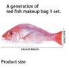 Novelty Fish Shaped Makeup Bag, Red, Cute Cosmetic Pouch