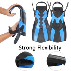mtsugar Short Fin Dive Snorkel Large Frame Mask Set with Dry Snorkeling Gear Bag Diving Mask Anti Fog Fit Myopia Lens Swim Pool Equipment Underwater Diving Mask Swim Mask (Blue, Small)