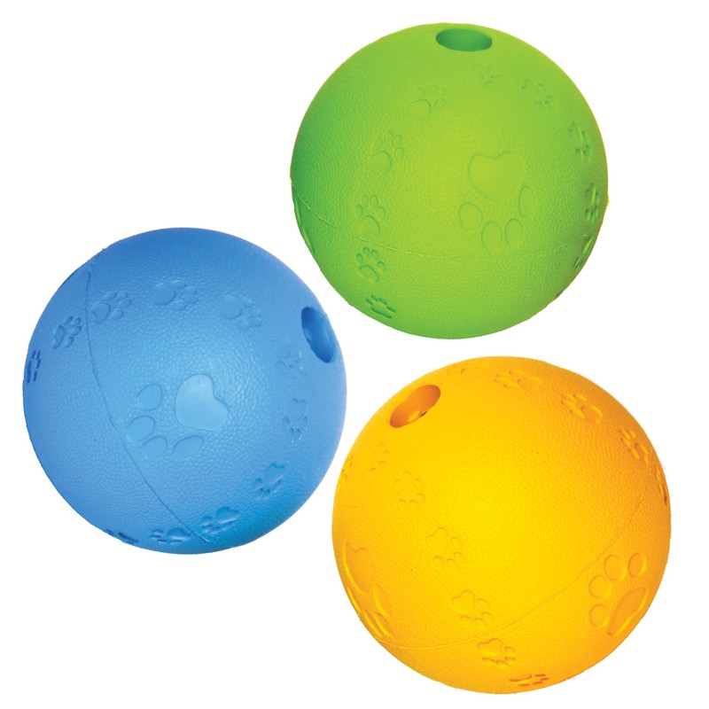 Rosewood Rubber,Tough Chew Resistant, Treat Ball Dog Toy, Small, Assorted