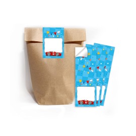 12 Gift Bags (Natural) + 12 Stickers Racing Car for Party Bags Guest Gift for Children's Birthday Parties Boys