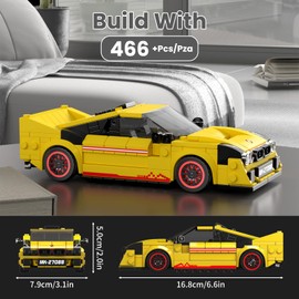 Mould King 27088 Technik Speed Champion Klemmbausteine Auto Supersportwagen Bausteine Set Rennwagen F296 GT3 mit Acryl Vitrine Geschenke für 8+ Kinder und Erwachsene(466 Teile)