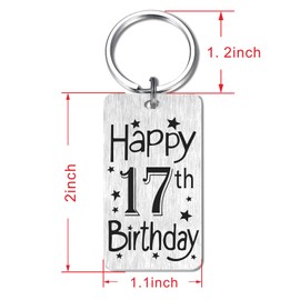 HYHYDHP Happy 17th Birthday Gifts Teen Girls Boys 17 Year Old Birthday Key Chain