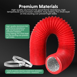 4-Inch Aluminum Ducting, Dryer Vent Hose, Heavy-Duty Three-Layer Protection, 8-Feet Long for Heating Cooling Ventilation and Exhaust, Red