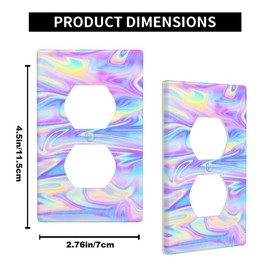 Pznen Iridescent Wall Plate Iridescent Background Trendy Outlet Covers 1-Gang Standard Size Duplex Receptacle Plug Cover 4.5" x 2.76" Home Decorative Office