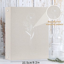 Lanpn Photo Albums A4 50 Photos, Linen Cover Acid Free Pocket Photo Book Picture Album Holds 50 Portrait Only A4 Picture (Beige,21x30 cm)