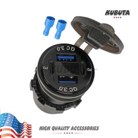 Cahuczlhoz 4Port Fast Car Charger QC3.0&PD USB C 12-24V Outlet Socket for Boat RV Marine