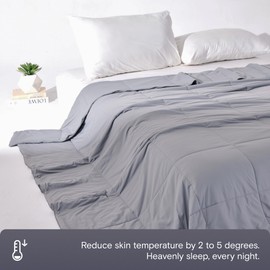 DOZ Summer Cooling Comforter, Cooling Blanket for Hot Sleepers and Night Sweats, Q-Max Over 0.4, Cool to The Touch Cover, Breathable, Lightweight, Soft, 106"x90", Thundercloud, King/Cal King
