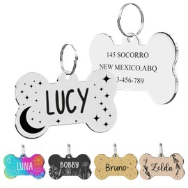 Custom Stainless Steel Dog Tag – Bone Shape Pet ID Tag – Double-Sided Engraved Name Tag – Durable & Cute for Dogs