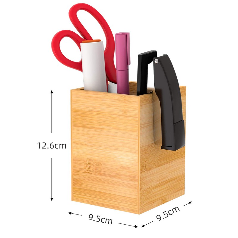 ZRI Bamboo Wooden Pen Box for Office School 9.5 x