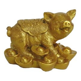 Feng Shui Golden Pig Statue Stepping on Ingots