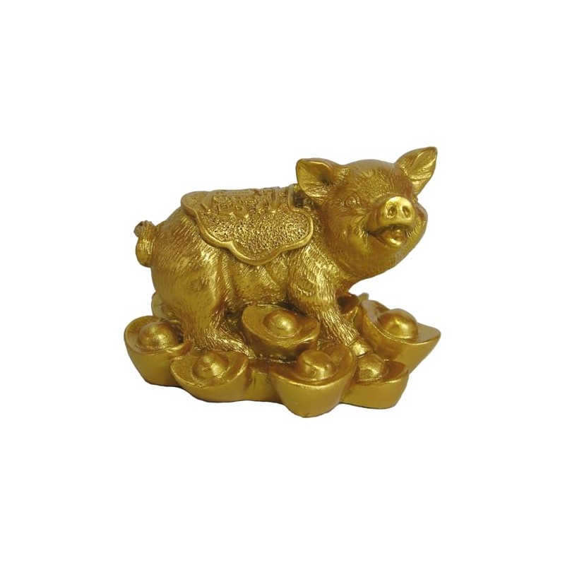 Feng Shui Golden Pig Statue Stepping on Ingots