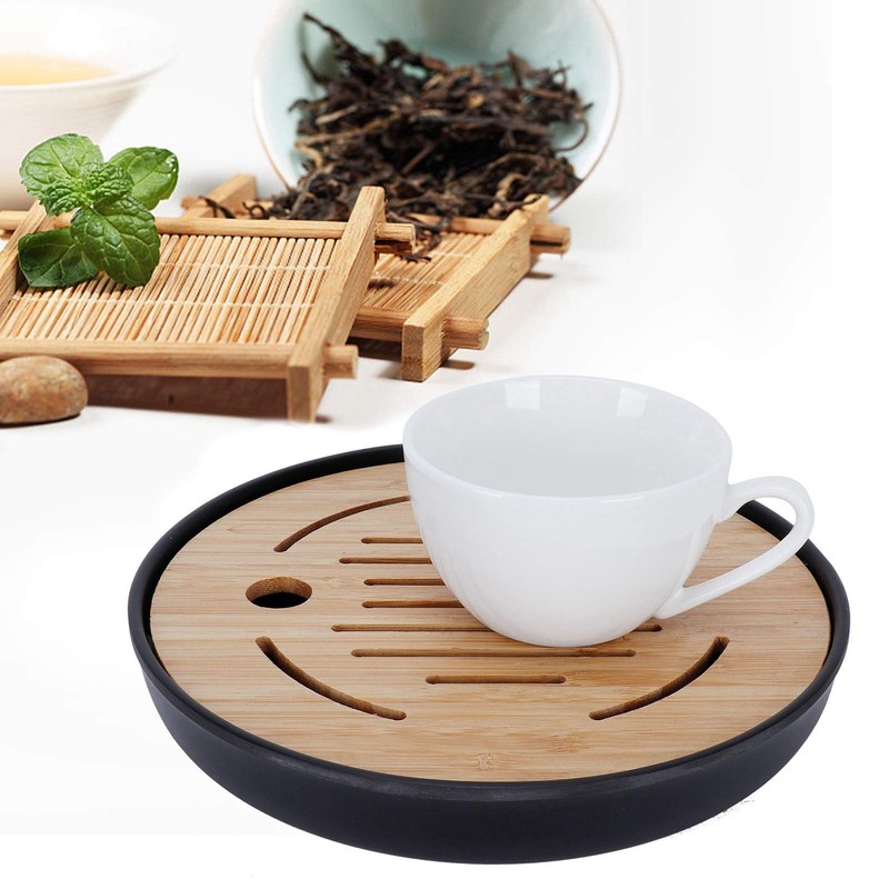 Bamboo Tea Tray, Portable Round Dry Tea Tray, Multifunctional Tea