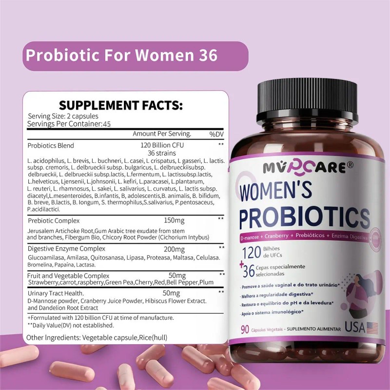 Probióticos Mujer Urinario Intestinal Vaginal Cápsulas Sabor