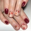 Vopintpy Wine Red Fall Press on Nails Short Thanksgiving Square