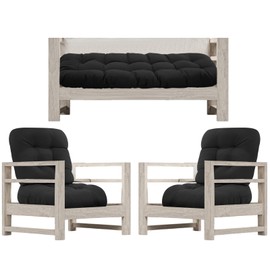 Wenqik 5 Piece Outdoor Loveseat Cushions Set with 1 Loveseat 44 x 19 Inch and 4 U-Shaped Cushions Waterproof Chair Seat Cushions for Patio Furniture Swing Bench Porch(Black)