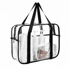 Dexpally Borsa Trasparente per Lavoro PVC Borsa Trasparente Concorsi Clear Tote Bag Borsa a Tracolla Trasparent Clear Bag per Giochi Sportivi (27 x 32 x 10cm)