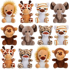 Sumind 12 Pieces Mini Stuffed Forest Animals Jungle Animal Plush Toys 4.8 Inch Cute Elephant Lion Giraffe Tiger Plush for Animal Themed Parties Achievement(Sitting)