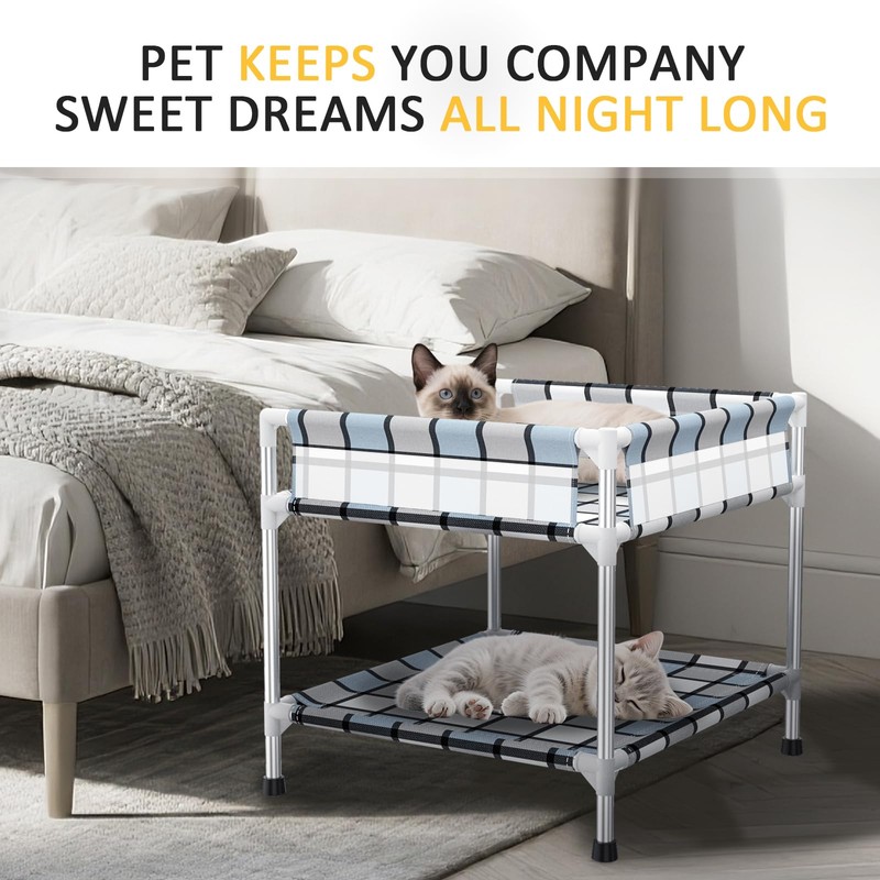 Bedside Window Dog Bunk Bed - Double Elevated Human Dog