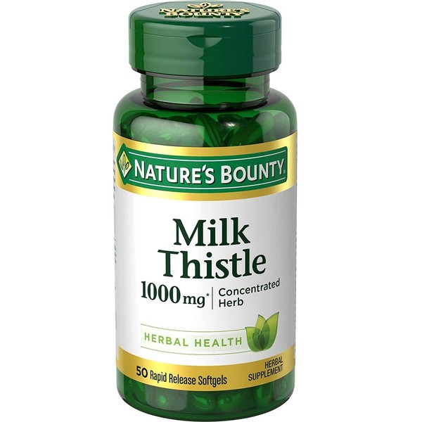 Nature's Bounty Milk Thistle 1000mg, 50 Softgels (Pack of 2)