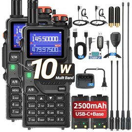 BAOFENG K5Plus Ham Radio 10W Long Range Handheld Rechargeable Walkie Talkies for Adults 5RM NOAA Weather Two Way Radio Copy Frequency with Programming Cable Speaker Mic,Type-C Charging,2 Pack