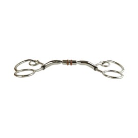 AK Universal Loose Ring Rotary Double Cooper Roller Snaffle Horse Bits AKRS-2617 (Silver, 6.00'')
