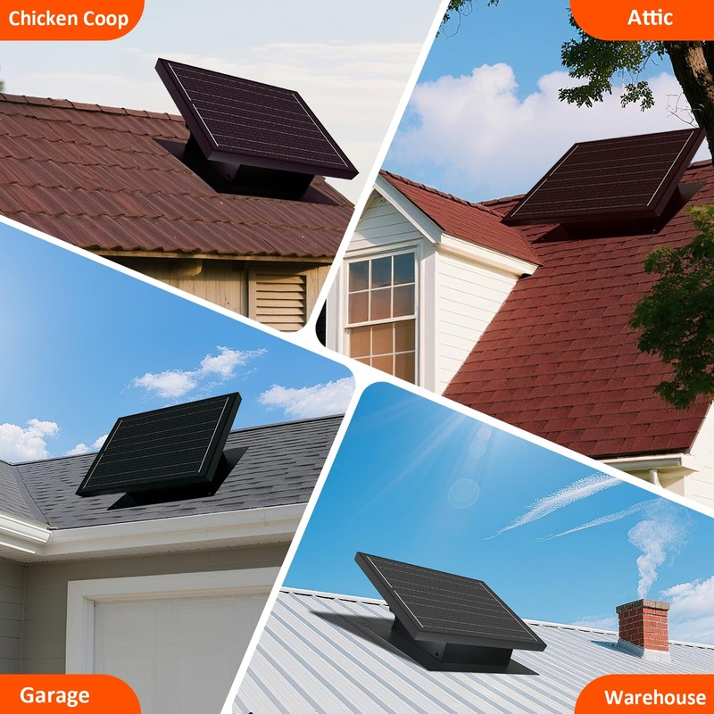 Bghdas 25W Solar Attic Fan, 8 Inch IP68 Waterproof Solar