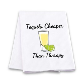 Tequila Cocktail Lover Gift Tequila Cheaper Than Therapy Dishes Towel Cocktail Kitchen Towel Bachelorette Party Gift (Tequila Cheaper Than Therapy Towel)