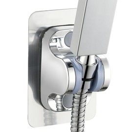 Voolan Self-Adhesive Shower Holder - Adjustable Waterproof Holder for Handheld Showerheads, Strong Adhesion, No Drilling Needed for Wall Mount (Chrome)