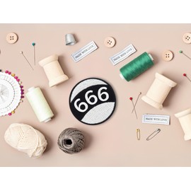 Finally Home Iron-On Patch 666 Billiard Ball Punk Patches, Hell Iron-On Patches, Devil Patches, Black and White Patch