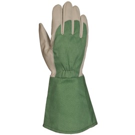 Bellingham C7352M Thorn-Resistant Gauntlet Gloves, Leather Palm with Canvas Gauntlet, Medium, Green Canvas/Grey Palm