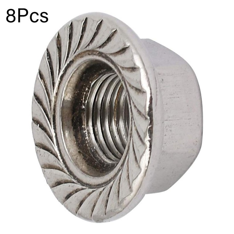 TOP-VIGOR 8Pcs M10 x 1.25mm Fine Thread Flange Nuts, 304
