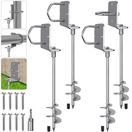 Insaga 24'' Ground Anchors Heavy Duty, 3" Wider Spiral Trampoline Anchors, Multi-Purpose Screw-in Earth Anchors for Mobile Home, Trampolines, Carports, Swing Sets, Sheds and More, 4Pcs