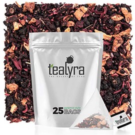 Tealyra - Grandma's Garden Berry - 25 Bags - Fruit Tea Blend - Hibiscus and Berries Based Herbal Loose Leaf Tea - Vitamines Rich - Caffeine-Free - Pyramids Style Sachets