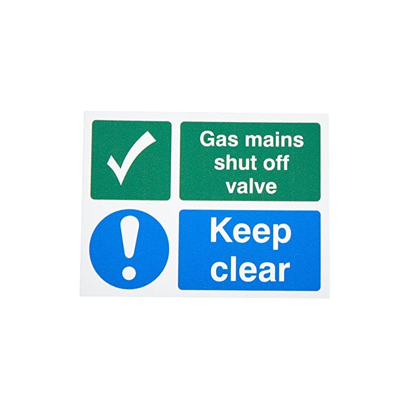 Seco Gas Mains Shut Off Valve Sign, 100mm x 75mm
