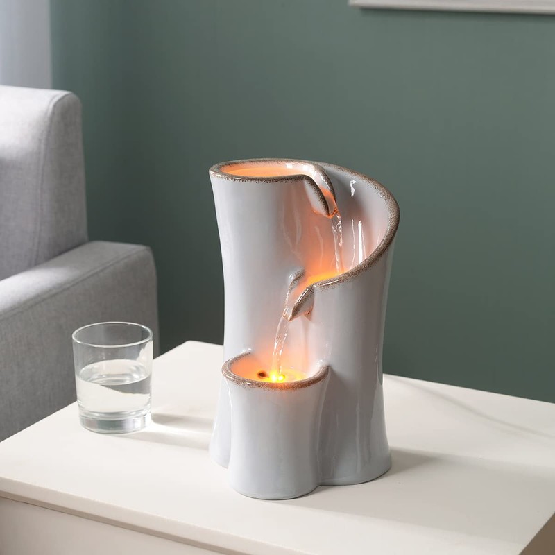 Haobos Indoor Water Fountain Imitation Ceramics Appearance Tabletop Fountain Relaxation