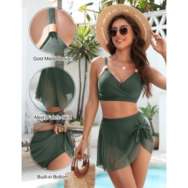 Blooming Jelly Womens Tummy Control Swimsuits 2 Piece High Waisted Bikini Flattering 2025 Bathing Suits (XL, Army Green)