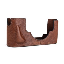MUZIRI KINOKOO Leica M11/M11-P Premium Genuine Leather Half Shell Case for Leica M11/M11-P with Handle and Bottom Opening - Brown