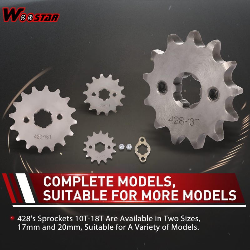 WOOSTAR Motorcycle 428-13T Front Sprocket 17mm for 50cc 70cc 90cc