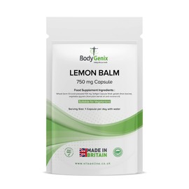 Bodygenix Lemon Balm Capsules - 750mg Melissa Restful Sleep Enhanced Mood Stress Relief PMS Support Antioxidant Natural Supplement - 120 Capsules 4 Month Supply