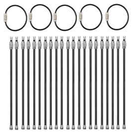 DXMWWTP 21 pcs Metal Wire Keychains, 2mm Coated Wire Key Rings Loops, 6 inch Stainless Steel Connecter Cable Keyrings for Hiking Luggage ID Tags,Key Tags,Keyrings, Kitchen Utensils -black