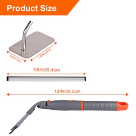 All Purpose 10inch Shower Squeegee with 2pcs Rubber Wiper Blade Window Squeegee Soft Safe to Clean Shower Door Bathroom Car Windshield Glass Mirrors