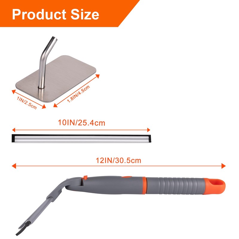 All Purpose 10inch Shower Squeegee with 2pcs Rubber Wiper Blade