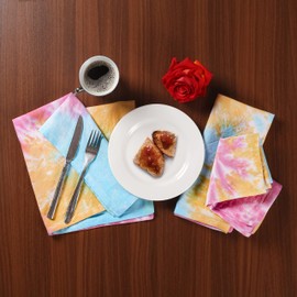 Grownhome Arts Cloth Napkins Premium 18 X 18inch Solid Washable Linen Style, Soft Table for Wedding Party Restaurant Dinner Parties Tie & Dye (Set of 6) (Pink)