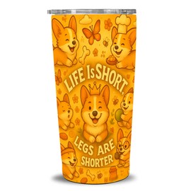 TWILFLNEX Corgi Nutrition Facts 20oz Skinny Tumbler With Straw Lid, Vacuum Insulated Stainless Steel Travel Cup, Cute Dog Lover Gift, Car Cup Holder Friendly