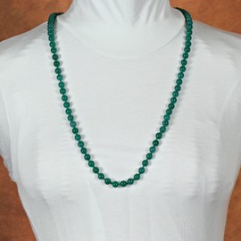 ELEDORO Genuine Gemstone Pearl Necklace Endless Knotted 8 mm Necklace 80 cm Long, Gemstone, Agate Green