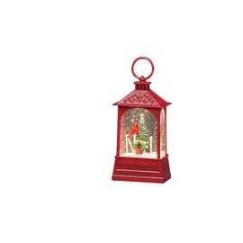 Roman 8" H Lighted Swirl Red Noel Cardinal Lantern, Confetti Lite, Christmas Decoration, USB or Battery Operated, Holiday Accent, Gift