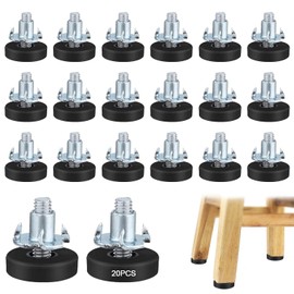 EDINNO Niveladores de Muebles, 20 Piezas Niveladores de Muebles con Tuerca en T, Niveladores de Muebles Ajustables M6, Pies Niveladores Atornillados para Muebles, para Sillas, Mesas, Gabinetes