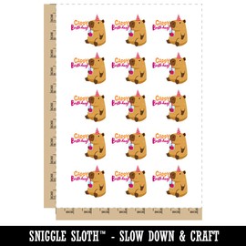 Cappy Happy Birthday Capybara Temporary Tattoo Water Resistant Fake Body Art Set Collection - 15 2" Tattoos (1 Sheet)