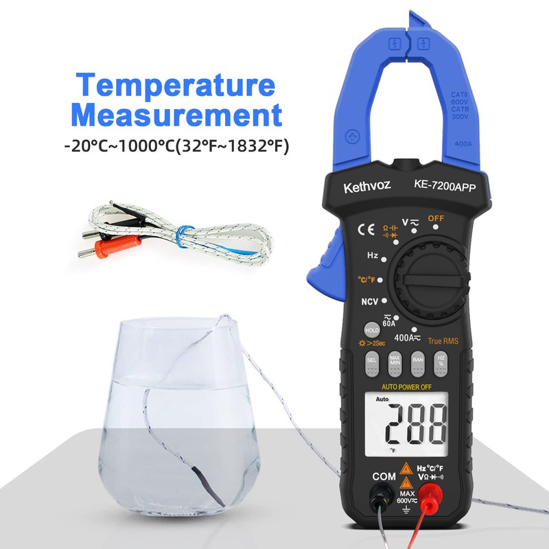 Bluetooth Clamp Multimeter, Kethvoz TRMS 6000 Counts Pliers Multi Tester,
